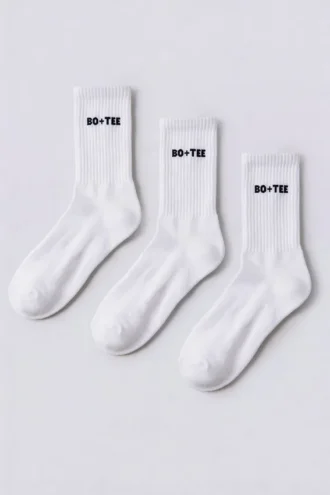 3er-Pack gerippte Socken mit halbhohem Bund in Weiß