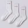 3er-Pack gerippte Socken mit halbhohem Bund in Weiß-Rosa