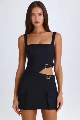 Acadia Minikleid mit Gürtel und Cut-outs in Schwarz