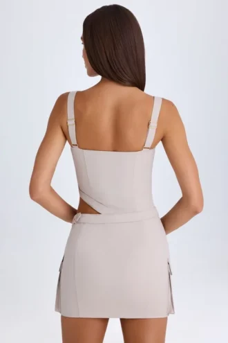 Acadia Minikleid mit Gürtel und Cut-outs in Taupe