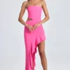 Acelynn Bandeau-Maxikleid mit Cut-outs und Rüschenbesatz in Lollipop Pink Acelynn Bandeau-Maxikleid mit Cut-outs und Rüschenbesatz in Lollipop Pink