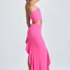 Acelynn Bandeau-Maxikleid mit Cut-outs und Rüschenbesatz in Lollipop Pink Acelynn Bandeau-Maxikleid mit Cut-outs und Rüschenbesatz in Lollipop Pink