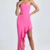 Acelynn Bandeau-Maxikleid mit Cut-outs und Rüschenbesatz in Lollipop Pink Acelynn Bandeau-Maxikleid mit Cut-outs und Rüschenbesatz in Lollipop Pink