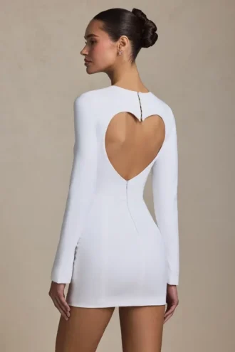 Adelia Bodycon-Minikleid mit Herzausschnitt in Weiß