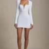 Adelia Bodycon-Minikleid mit Herzausschnitt in Weiß Adelia Bodycon-Minikleid mit Herzausschnitt in Weiß