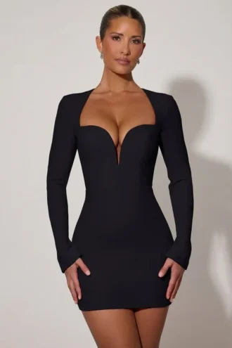Adelia Cut-Out-Minikleid mit Herzausschnitt in Schwarz