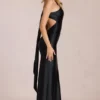 Adelina Asymmetrisches Abendkleid mit Bindeband in Schwarz