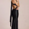 Adelina Asymmetrisches Abendkleid mit Bindeband in Schwarz