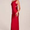 Adelina Asymmetrisches Kleid mit Rückenbinde in Rosarot Adelina Asymmetrisches Kleid mit Rückenbinde in Rosarot