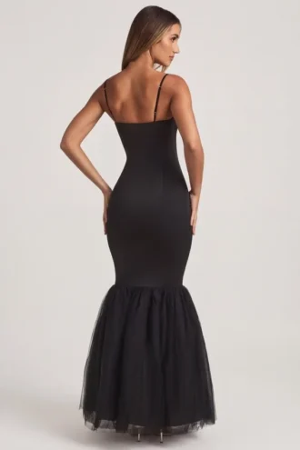 Adelpha Tüll-Fischschwanzkleid in Schwarz