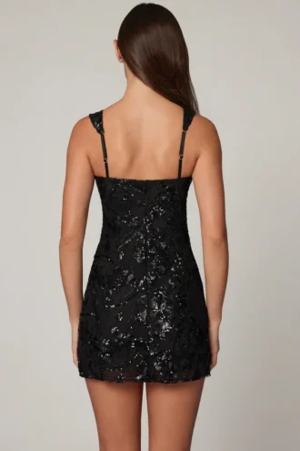 Adia verziertes A-Linien-Minikleid in Schwarz