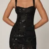 Adia verziertes A-Linien-Minikleid in Schwarz
