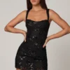 Adia verziertes A-Linien-Minikleid in Schwarz