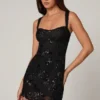 Adia verziertes A-Linien-Minikleid in Schwarz
