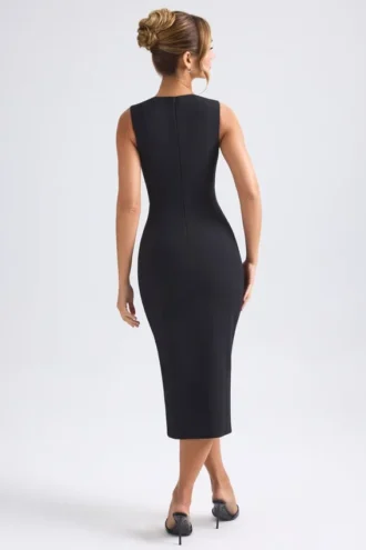 Aiko Midaxi-Kleid mit Herzausschnitt in Schwarz