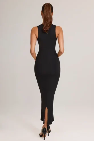 Ainslee Modal-Midi-Kleid mit quadratischem Ausschnitt in Schwarz