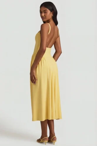 Aireen Modal A-Linien-Midaxi-Kleid in Pastellgelb