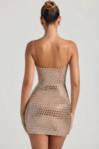 Alanni verziertes Cut-Out-Minikleid in Honig