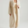 Alaska langer Shearling-Mantel in Creme