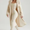 Alaska langer Shearling-Mantel in Creme