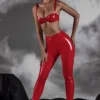 Alecto Vinyl-Leggings mit hoher Taille in Rot
