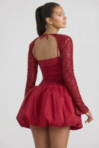 Aletta Minikleid mit verziertem Bubble-Saum in Rot