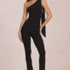 Alira Modal-Jumpsuit mit einer Schulter in Schwarz