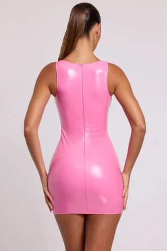 Allani Vinyl-Minikleid mit tiefem Ausschnitt in Rosa