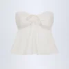 Alma Crop-Top aus Baumwollpopeline mit Bindeband vorne und ohne Träger in Weiß Alma Crop-Top aus Baumwollpopeline mit Bindeband vorne und ohne Träger in Weiß
