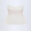 Alma Crop-Top aus Baumwollpopeline mit Bindeband vorne und ohne Träger in Weiß Alma Crop-Top aus Baumwollpopeline mit Bindeband vorne und ohne Träger in Weiß