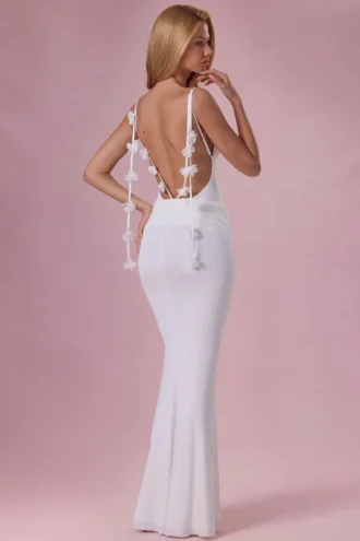 Alora Jersey-Kleid mit Drapierung in Weiß