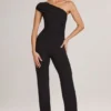 Alouette Modal-Jumpsuit mit einer Schulter in Schwarz