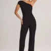 Alouette Modal-Jumpsuit mit einer Schulter in Schwarz
