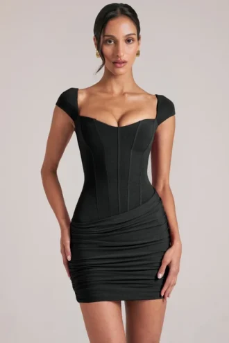 Alva Minikleid mit Herzausschnitt in Schwarz