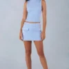 Alvara Minirock aus Kunstwildleder mit mittlerer Leibhöhe in zartem Blau Alvara Minirock aus Kunstwildleder mit mittlerer Leibhöhe in zartem Blau