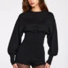 Anele Strick-Cardigan mit langen Ärmeln in Schwarz