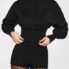 Anele Strick-Cardigan mit langen Ärmeln in Schwarz