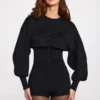 Anele Strick-Cardigan mit langen Ärmeln in Schwarz