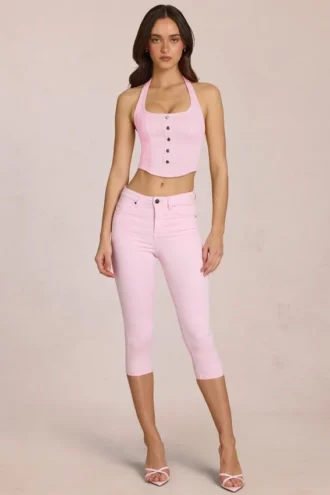 Anessa Capri-Jeans mit mittlerer Leibhöhe in Blossom Pink