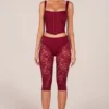Annalisa Caprihose mit Spitze in Kirschrot