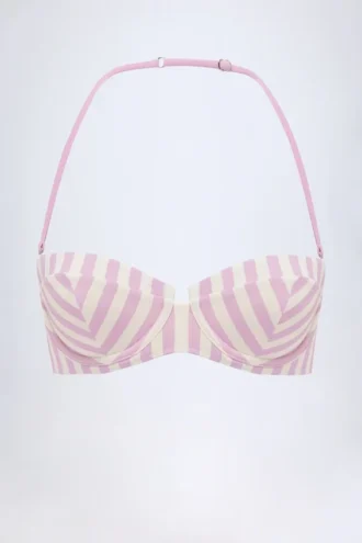 Ascona Balconette-Bikinioberteil mit Bügeln und Neckholder in Mauve-Streifen