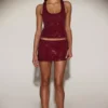 Aine Jersey-Oberteil mit Rundhalsausschnitt und Racerback in Burgunderrot Aine Jersey-Oberteil mit Rundhalsausschnitt und Racerback in Burgunderrot