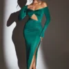 Audra Cut-Out-Maxikleid in Smaragdgrün