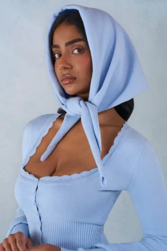 Aviana Strick-Kopftuch in Soft Blue