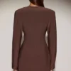 Azelie Einreihiges Blazer-Minikleid in Schokoladenbraun Azelie Einreihiges Blazer-Minikleid in Schokoladenbraun