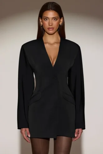 Azelie Einreihiges Blazer-Minikleid in Schwarz