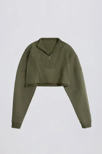 Baumwolljersey-Sweatshirt mit Acid-Wash-Effekt in Hellgrün
