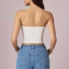 Beata A-Linien-Shorts mit hoher Taille in mittelblauer Waschung Beata A-Linien-Shorts mit hoher Taille in mittelblauer Waschung