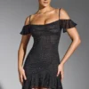 Beaufort Mini-Kleid mit Verzierungen und Cold-Shoulder-Ausschnitt in Schwarz Beaufort Mini-Kleid mit Verzierungen und Cold-Shoulder-Ausschnitt in Schwarz