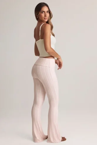 Bebe Modal-Hose mit Umschlag, mittlerer Leibhöhe und ausgestelltem Bein in Streifenmuster
